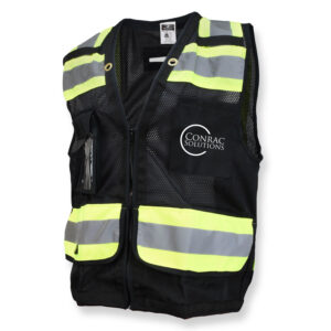 SV59-1 Radians Type O ANSI Class 1 Heavy Duty Surveyor's Black Safety Vest with “Conrac Solutions” Logo Imprint